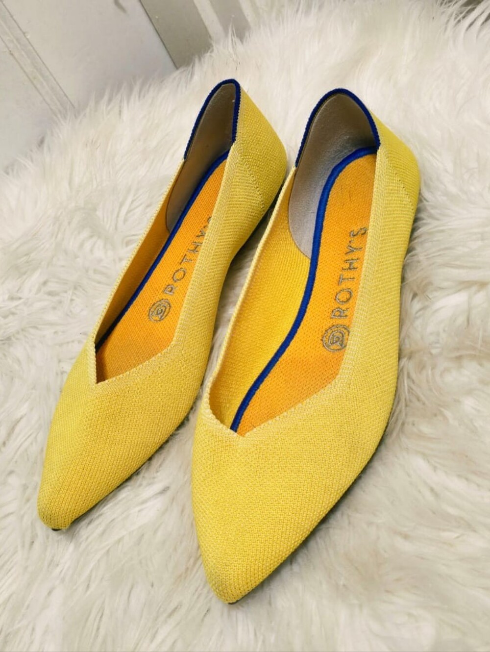 Rothy's The Point Pointed Toe Ballet Flats Marigold Yellow Size US W8